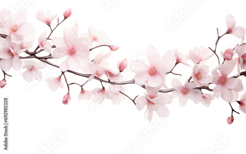 Tree Branches Adorned with Delicate Petals Isolated on Transparent Background PNG.