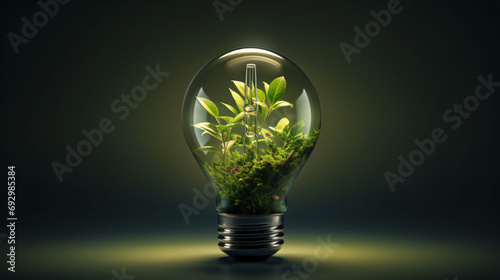 Foliage growing inside a light bulb