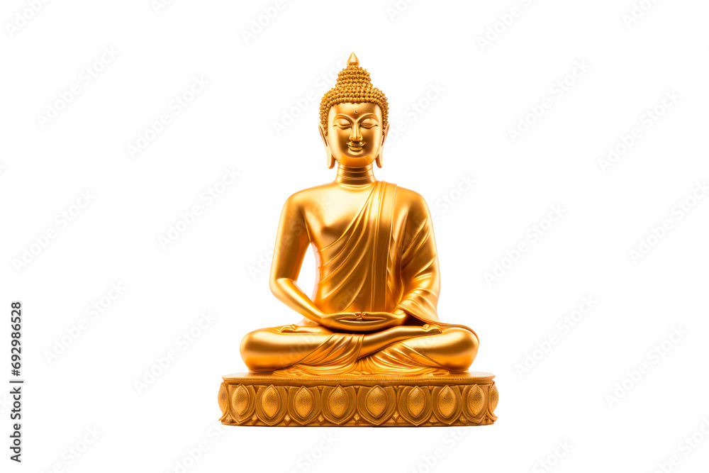 golden buddha statue on transparent background, png file