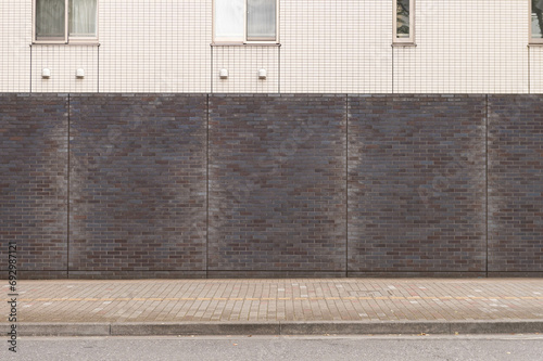street wall background ,Industrial background, empty grunge urban street with warehouse brick wall