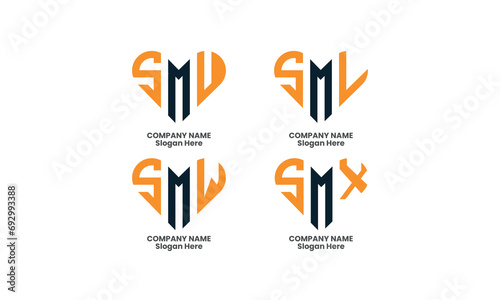 modern letter logo, SM letter  logo, Branding identity bundle corporate logo design.