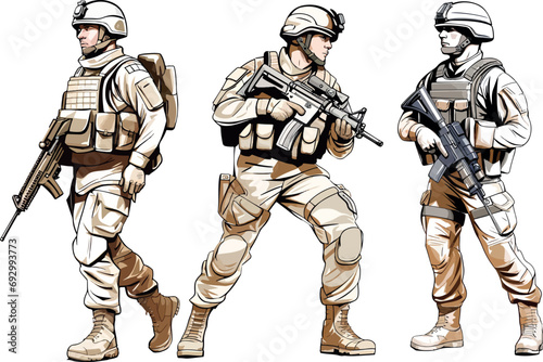 Military man vector, marines, NAVY, army soldier