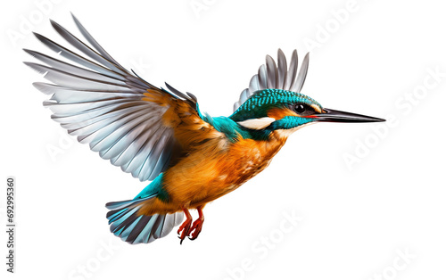 Elegant Kingfisher A Majestic Avian Flight Display Isolated on Transparent Background PNG.