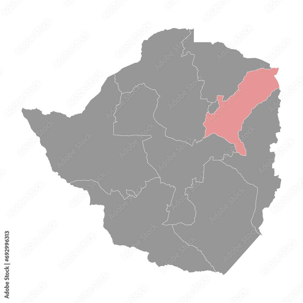 Mashonaland East province map, administrative division of Zimbabwe. Vector illustration. Mashonaland East province map, administrative division of Zimbabwe. Vector illustration.