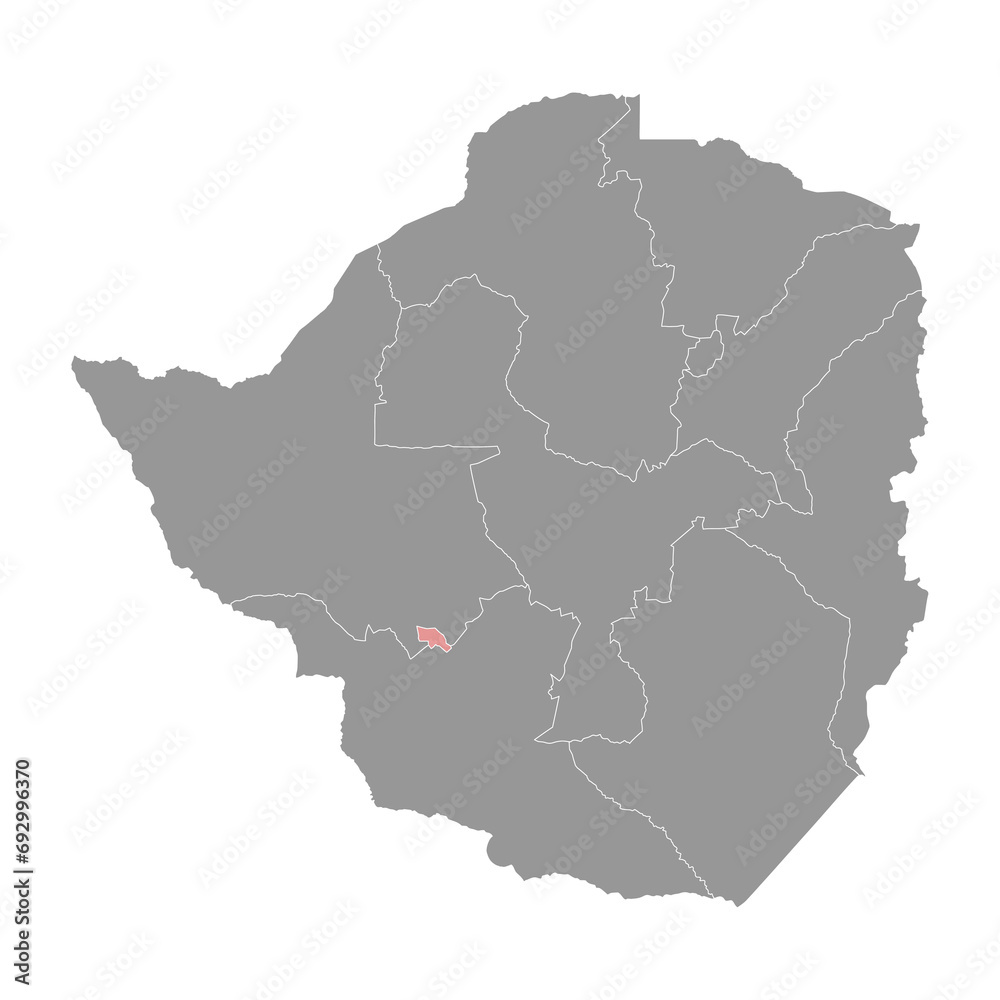 Bulawayo city map, administrative division of Zimbabwe. Vector illustration.