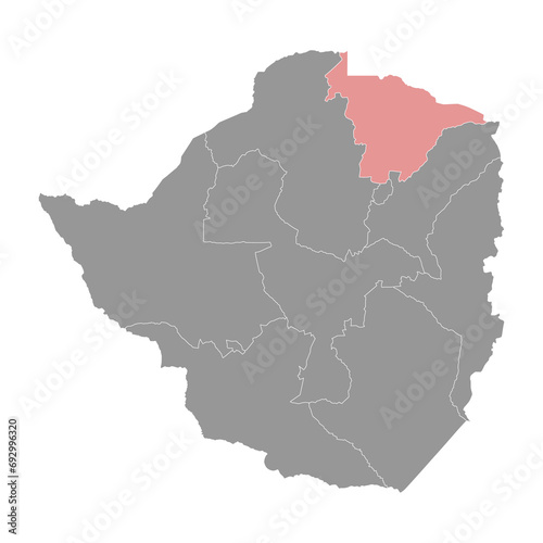 Mashonaland Central province map  administrative division of Zimbabwe. Vector illustration.