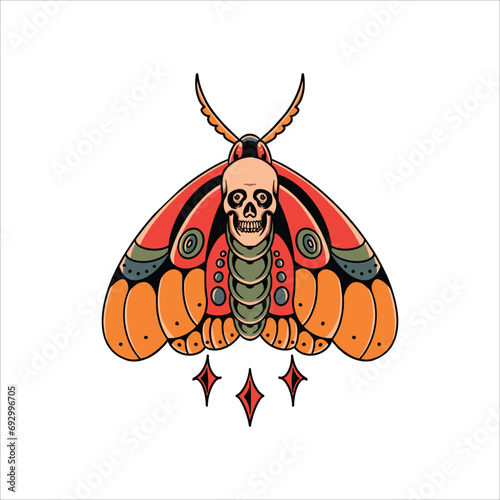 death moth tattoo vector design