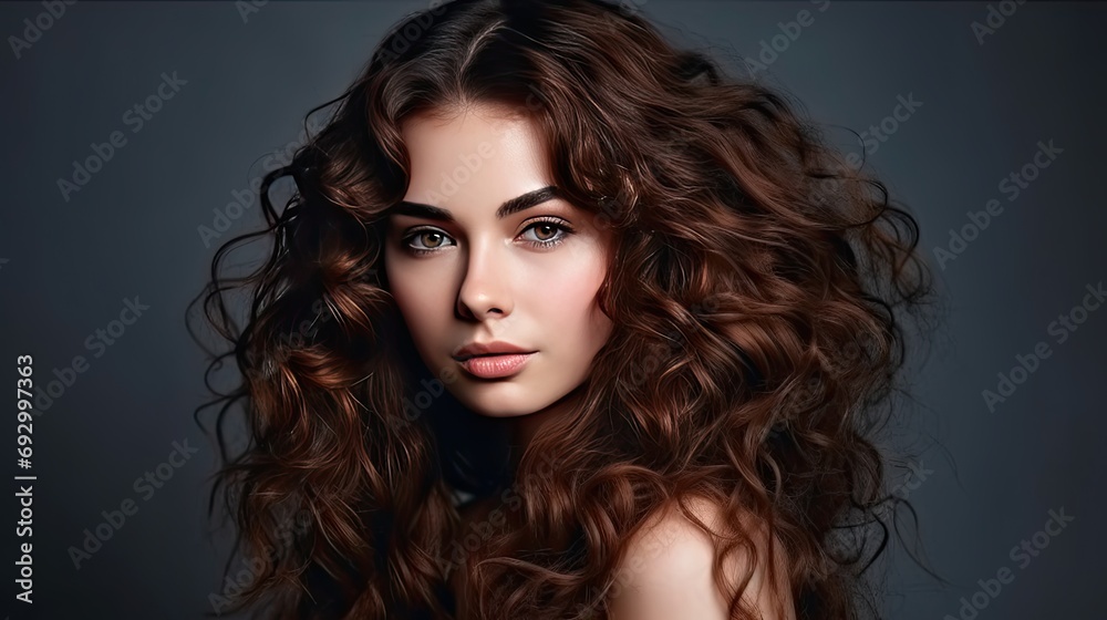 Naklejka premium portrait of a woman with black copper color hair