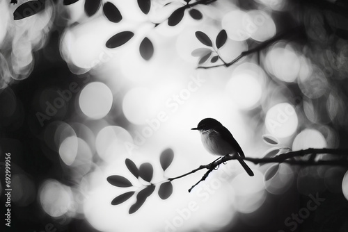 Tranquil Silhouette: Minimalistic Bird on Branch