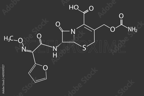 Cefuroxime molecular skeletal chemical formula photo