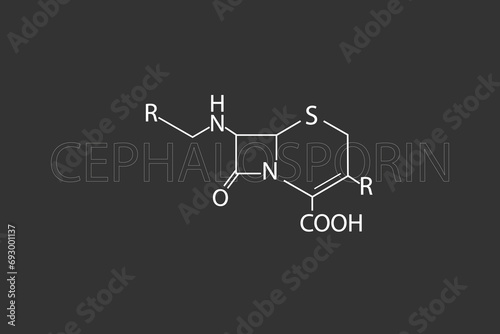 Cephalosporin molecular skeletal chemical formula