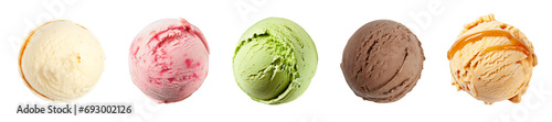 various ice creams on a white background