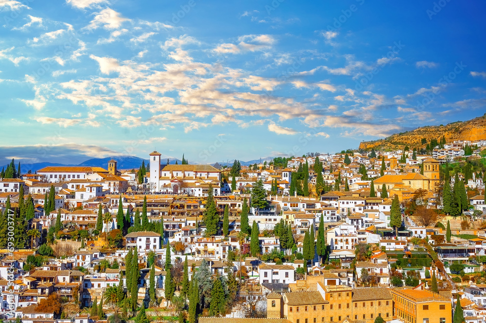 Townscape and skyline of Granada, Spain