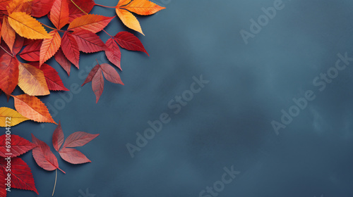 Autumn background with colored red leaves