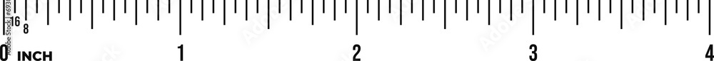Ruler scale 4 inches. Inch scale for measurement Stock Illustration ...