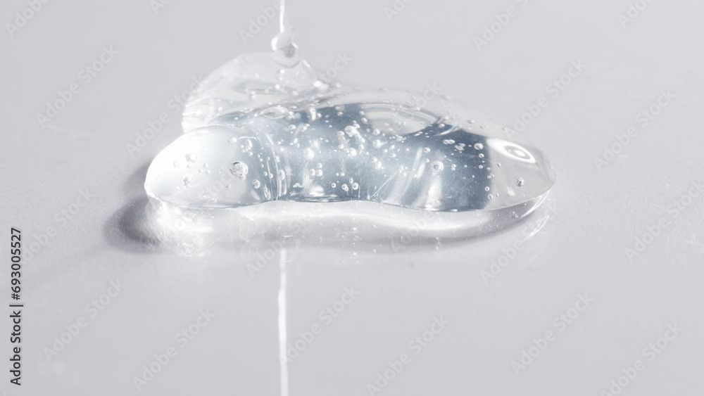 Macro transparent gel cosmetic mask  , hair treatment  closeup