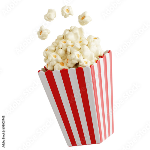 3D Illustration of Buttered Popcorn Snack