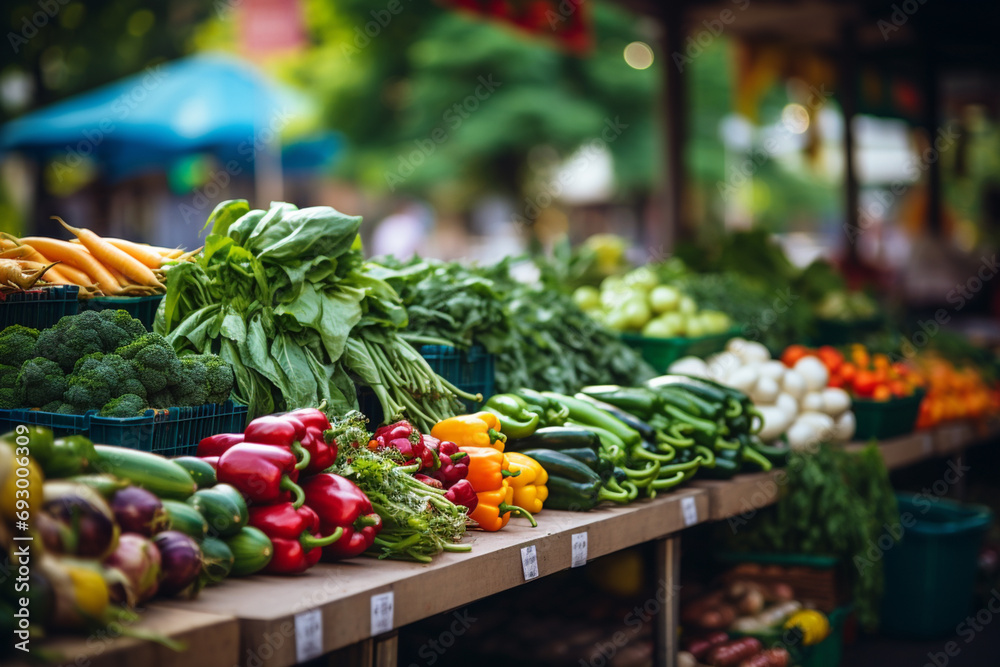 a vegetarian farmers' market, showcasing the abundance of fresh fruits, vegetables, and herbs available for those following a plant-based lifestyle.
