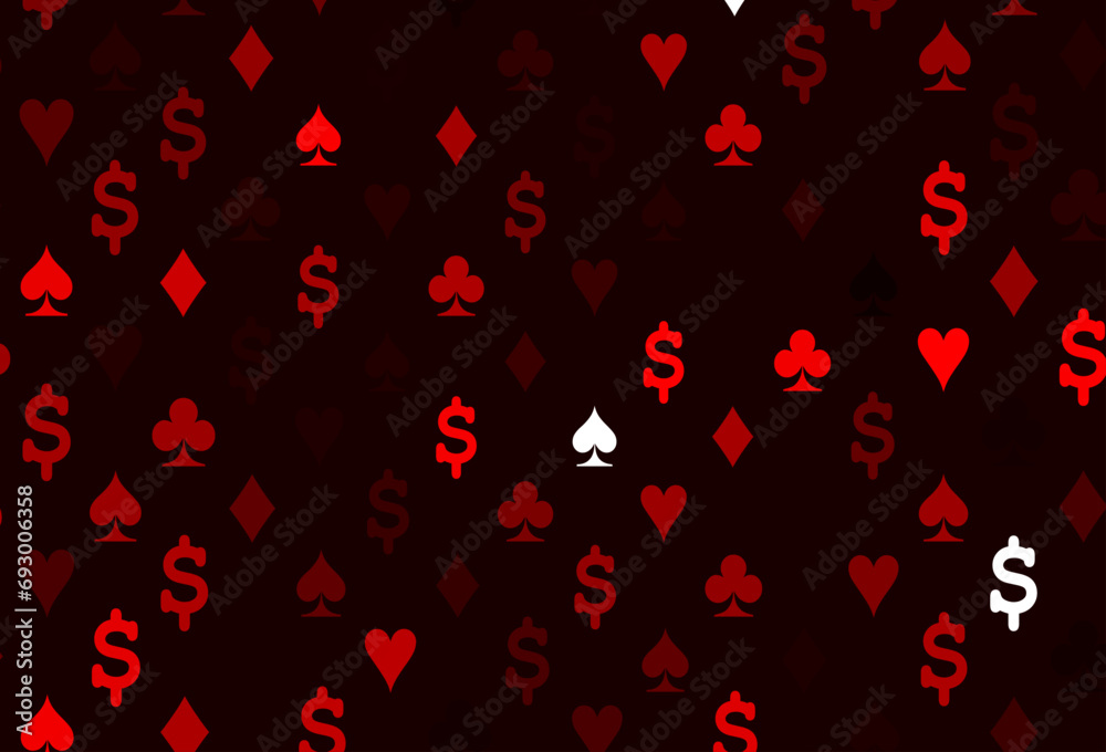Dark red vector pattern with symbol of cards. Dark red vector pattern with symbol of cards.