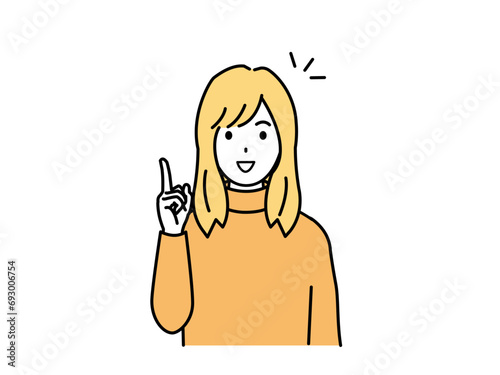 閃いたり話をする若い女性のイラスト