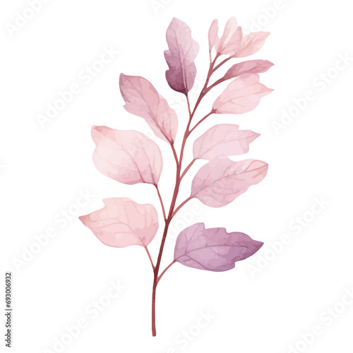 Watercolor spring plant. Delicate watercolor plant for wedding invitations, posters. Vector botanical pastel colored.