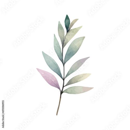 Watercolor spring plant. Delicate watercolor plant for wedding invitations  posters. Vector botanical pastel colored.