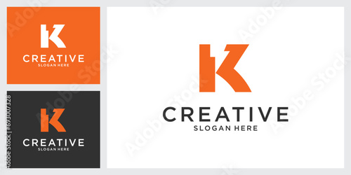 Initial letter K with lightning bolt logo vector design
