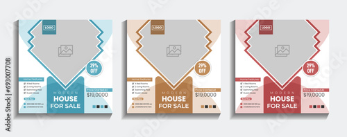 Real estate modern house for sale social media post banner template design. social media ads, flyers, signs, web ads. easily editable, Minimal, and colorful banner design for Instagram posts.