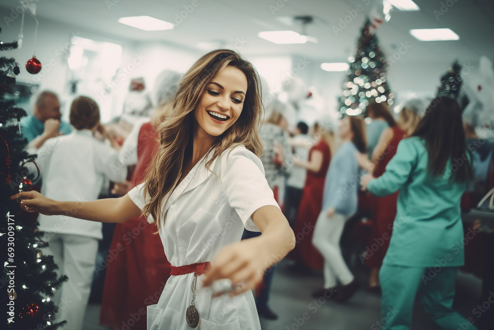 Obraz premium Picture of professional doctor in hospital celebrate new year night generative AI modern technology