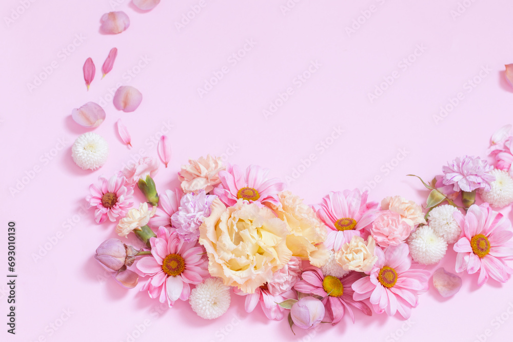 beautiful flowers on pink background beautiful flowers on pink background