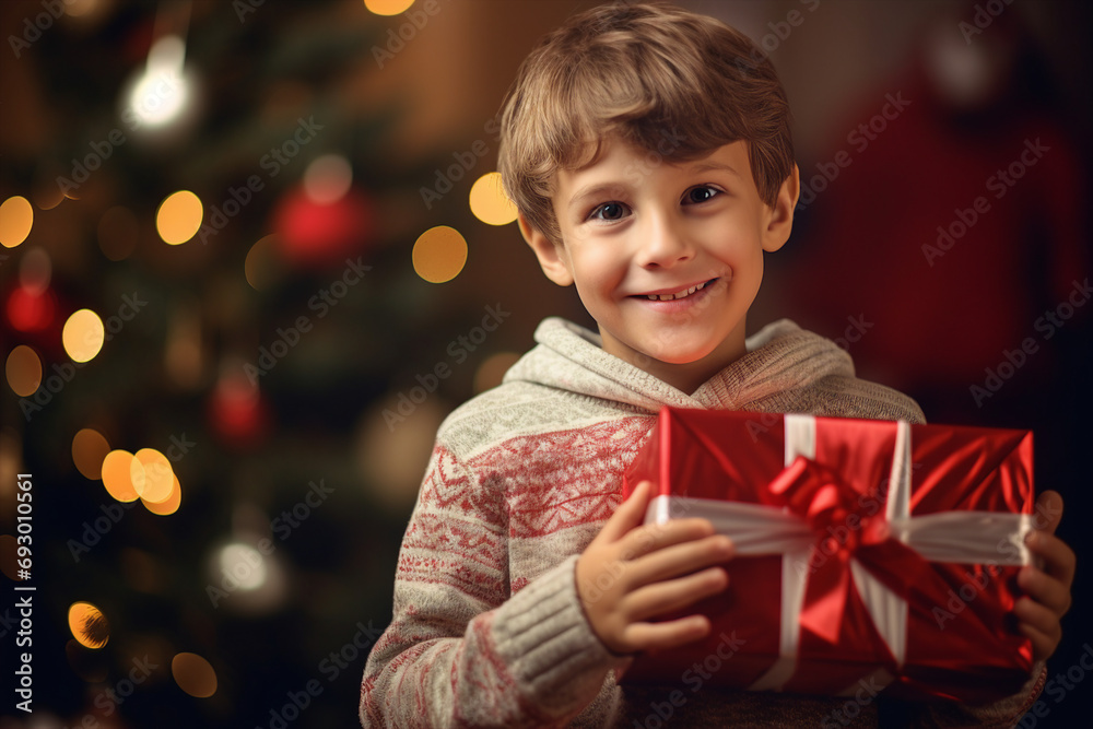 AI generated picture of happy child in cozy festive christmas vibe AI generated picture of happy child in cozy festive christmas vibe
