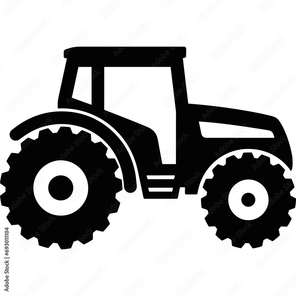 Obraz premium tractor farm equipment agriculture vehicle black silhouette icon vector