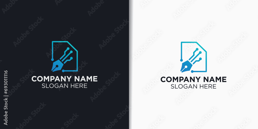 digital data logo design concept, technology logo inspiration