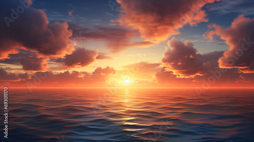 Sunset Sky Coastline Ocean Sea Water Clouds © Hamna
