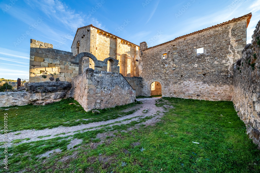 Obraz premium St. Frutos hermitage ruins at Duraton river gorge. Segovia. Spain. Europe.