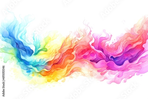 Watercolor rainbow waves on white background