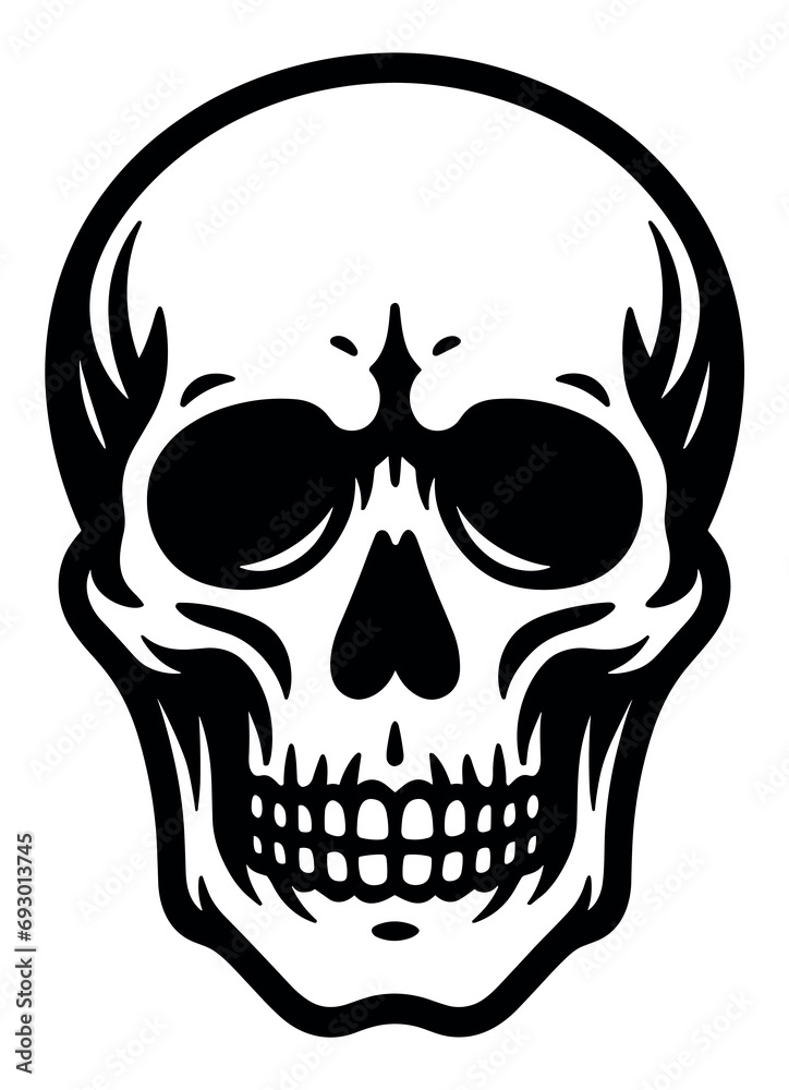 Flat vector skull illustration isolated on white background. Can be used for logo element, or any kind of decoration or print work. Flat vector skull illustration isolated on white background. Can be used for logo element, or any kind of decoration or print work.