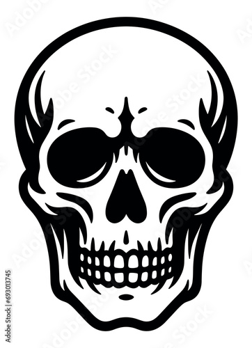 Flat vector skull illustration isolated on white background. Can be used for logo element, or any kind of decoration or print work.