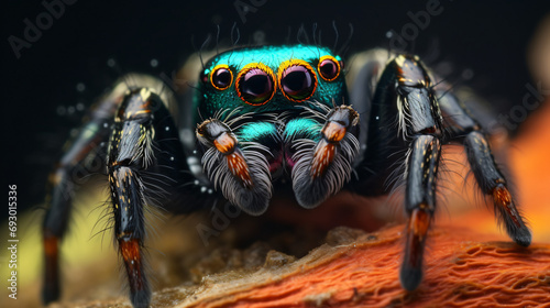 Macro shot of Phidippus regius spider photo