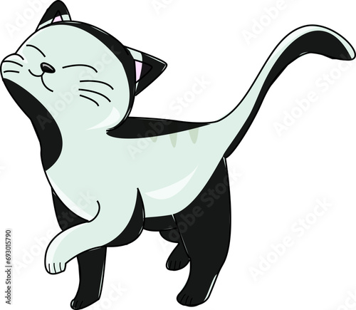 Walking feline vector drawing illustration