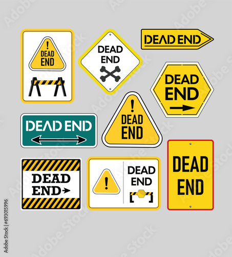 dead end sign board templates flat geometric shapes sketch barrier bones arrows decor.