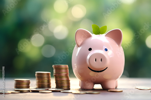 Smiling Piggy Bank and Golden Harvest - Financial Growth Generative AI