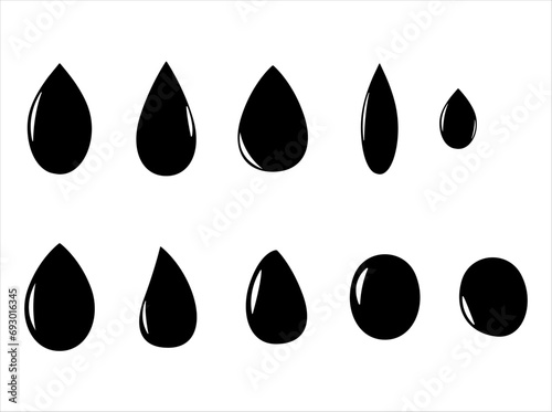 Set of water drops. Water drop icons.