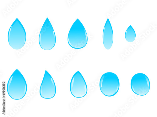Set of water drops. Water drop icons.