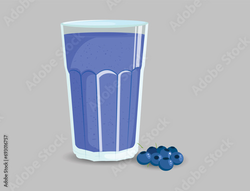 Glass of blueberry smoothie design and illustration