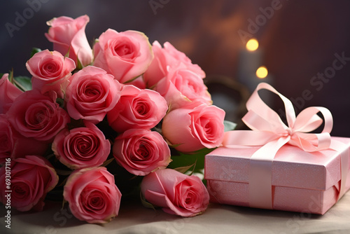 Rose with gift box Valentine