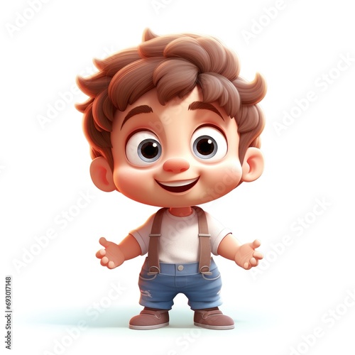 Cute cartoon 3d character smiling boy.