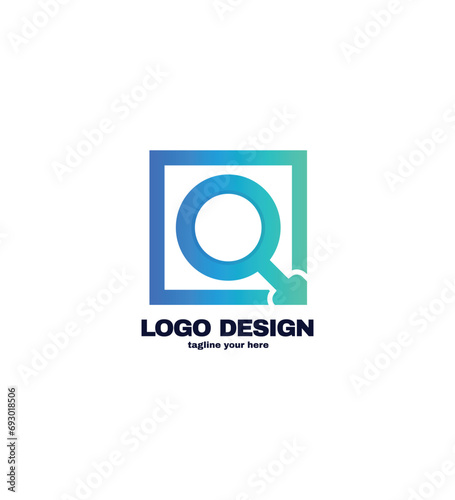 Square logo with search icon,vector design