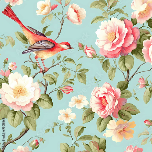 peonies and wild flowers Pattern 