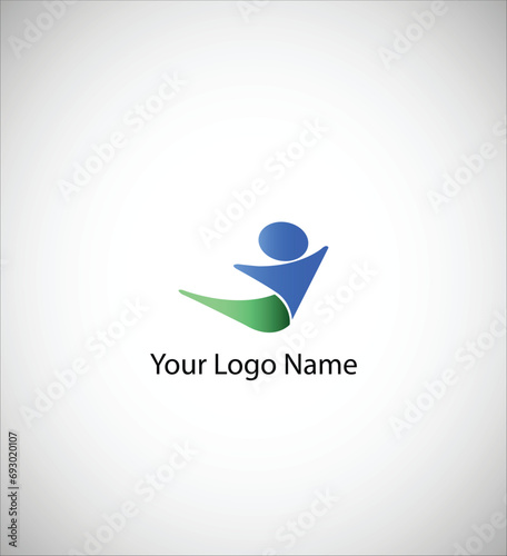 Free Download Vector symentrical business logo,flat design man logo design - GFXLoad
